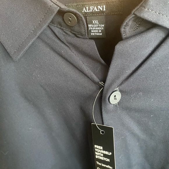 Alfani short sleeve black button up shirt-xxl - Picture 2 of 4